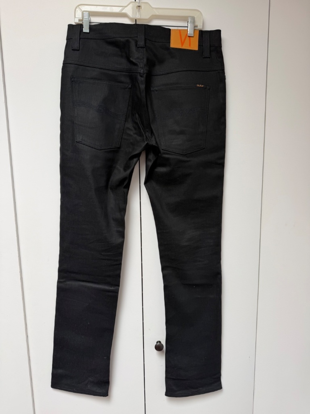 Nudie men’s black jeans, Thin Finn, 34” waist, dry black coated - Picture 4 of 5